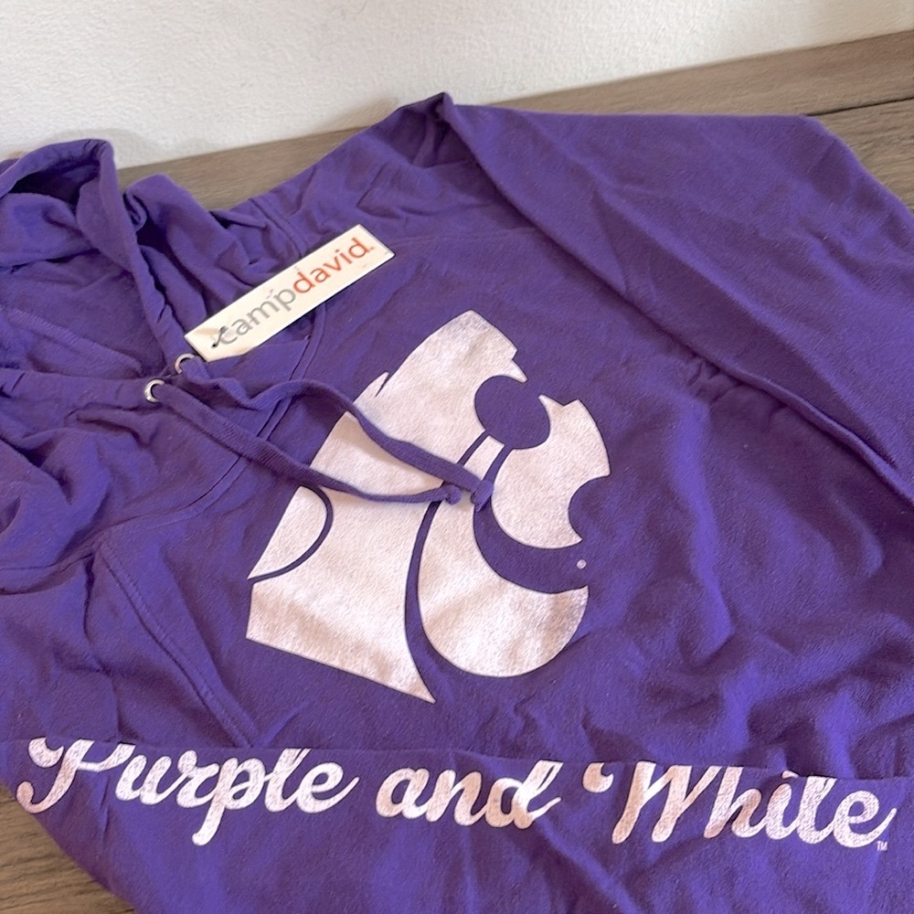 NWT [camp david] Kansas State Wildcats NCAA Hooded Sweatshirt Purple Women’s S M - Picture 4 of 10